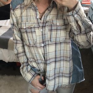 Free people flannel and denim button up